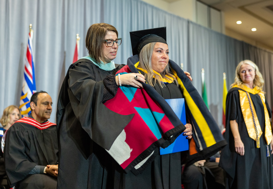 Indigenous Blanket giving at Yorkville's Fall 2025 Convocation in Fredericton