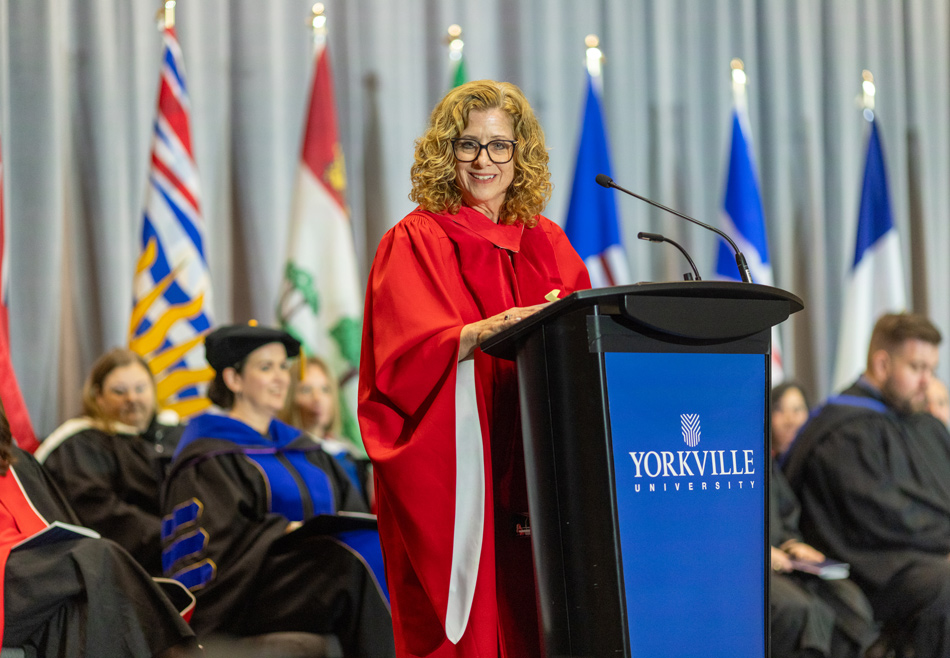 Dr. Julia Christensen Hughes at Yorkville's Fall 2025 Convocation in Fredericton